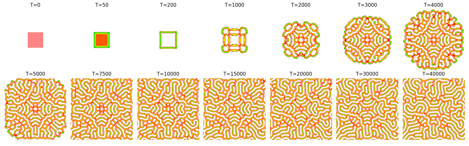 Simulation result at different time steps
